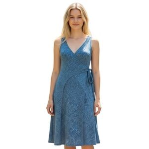 Patagonia V-Neck Sleeveless Teal‎ Midi Wrap Dress with Diamond Star Design XS
